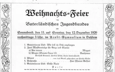 Programm der Weihnachts-Feier des Vaterländischen Jugendbundes am 11. + 12.12.1920 im Arndt-Gymnasium Dahlem.